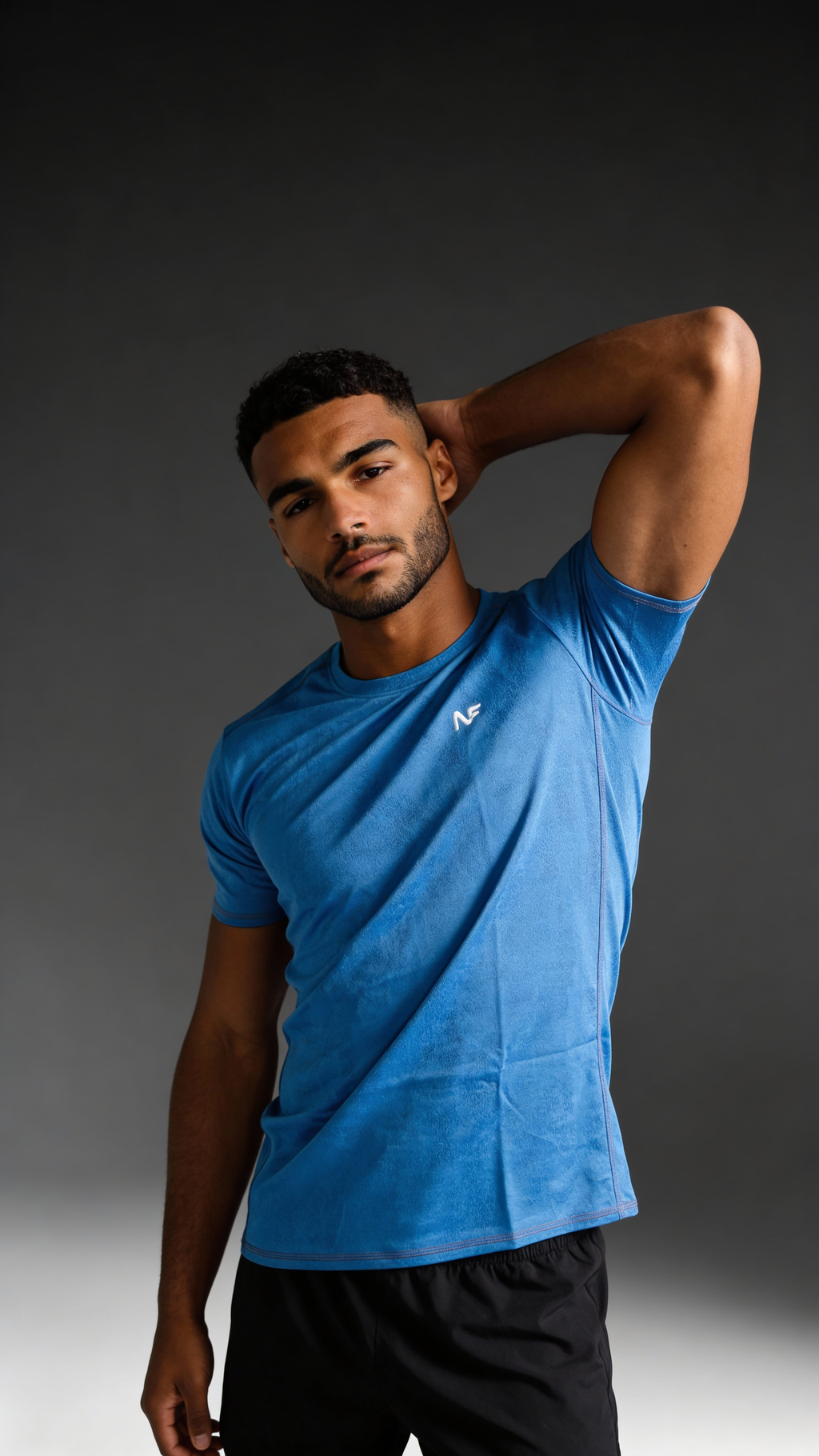 Naofit Blue Men Regular Fit Half Sleeve Activewear & Uv Protection T-Shirt